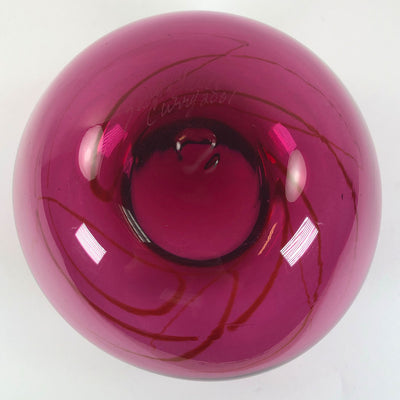 2001 Celestial Pink Art Glass Round Vase Signed Scott & Laura Curry
