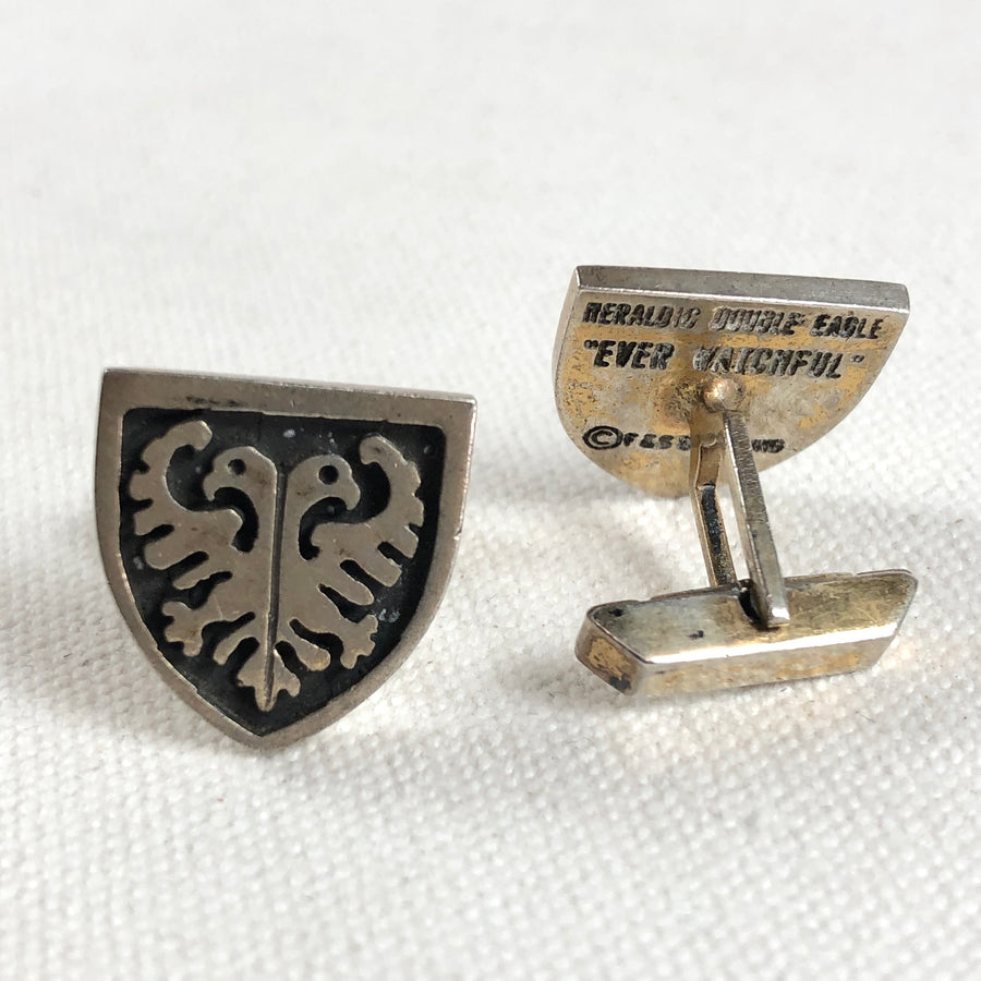 F&S Sterling Heraldic Double Eagle "Ever Watchful" Cufflinks