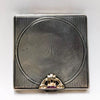 VTG Square Art Deco Compact Case 14k Gold Sterling Silver Mirror Synthetic Rubies