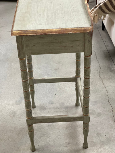 Vintage French Side Table in Green and Gilt Trim