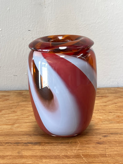 Art Glass Vase Rust White 1994 Signed