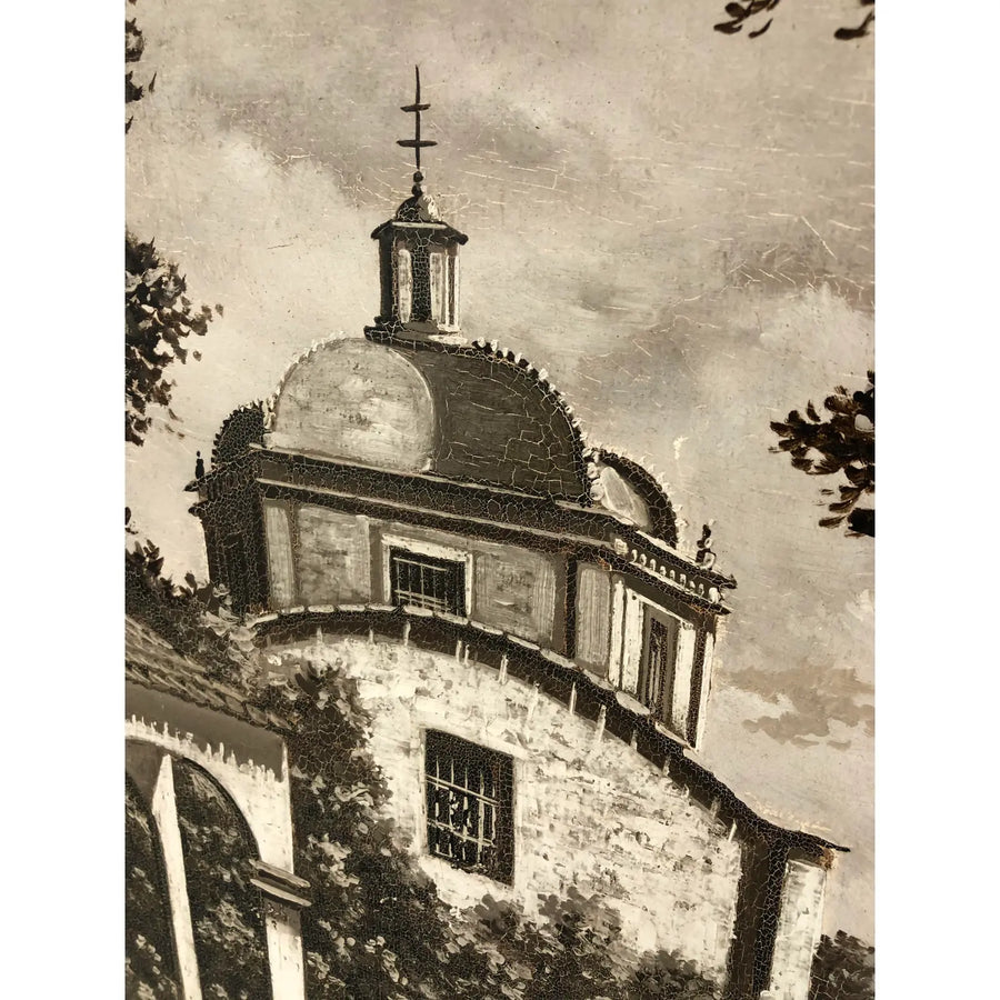 1950s Oil on Canvas, El Jardin De La Borda Cuernavaca Signed Reina