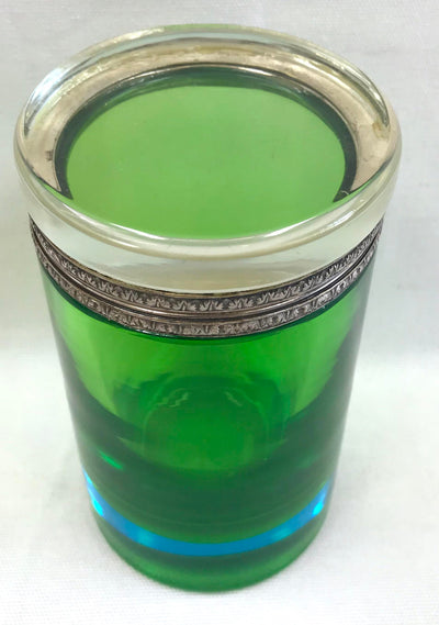 1960's Green and Blue Murano Glass Jar