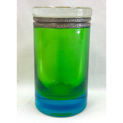 1960's Green and Blue Murano Glass Jar