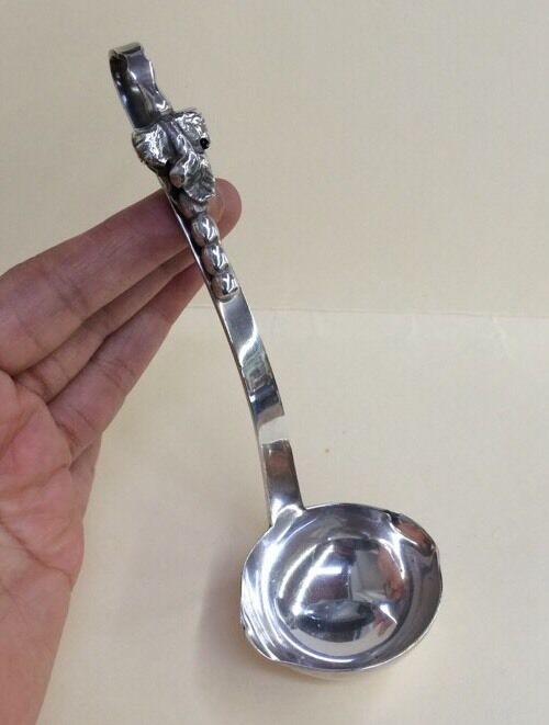Vintage Sterling Gravy Ladle F Ramirez Soup Spoon Blossom Mexico Silver 925