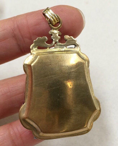Ornate Victorian LOCKET G/F Gold Filled jewelry Pendant Portrait Porcelain