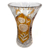 Cut to Clear Amber Floral Crystal Vase