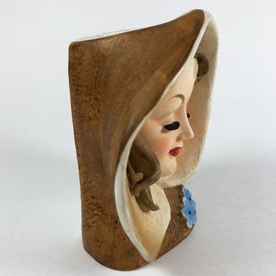 1950s Wales Hooded Lady Head Ceramic Vase