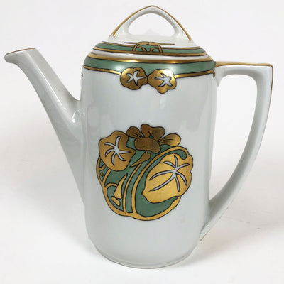 Antique Moritz Zdekauer Art Nouveau Porcelain Teapot & Set 6 Plates
