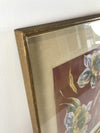 Framed Silk With Hand-Painted Columbine Flowers