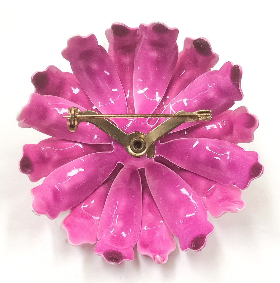 Vintage Pink Flower Pin 1960s