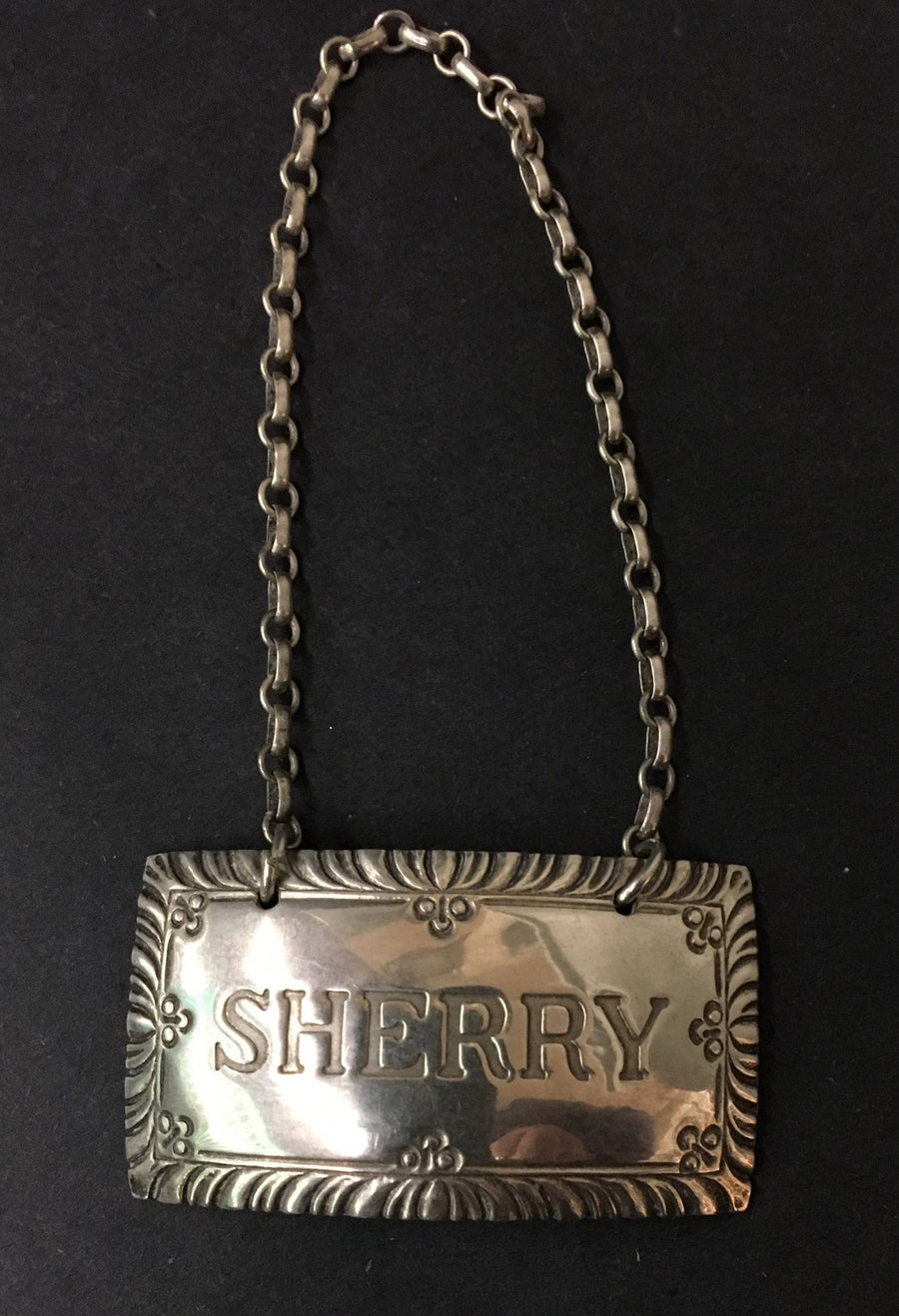 Sterling Sherry Liquor Bottle Tag - Vintage