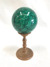 1970s Faux Malachite Sphere on Wood Stand