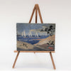 Vintage Miniature Oil Painting On Easel Cape Cod Sand Dune Sailboats Signed 